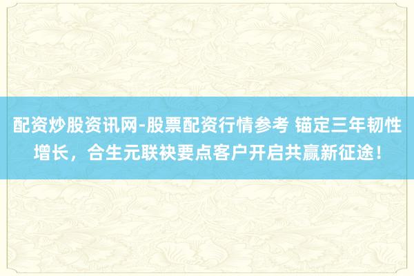 配资炒股资讯网-股票配资行情参考 锚定三年韧性增长，合生元联袂要点客户开启共赢新征途！